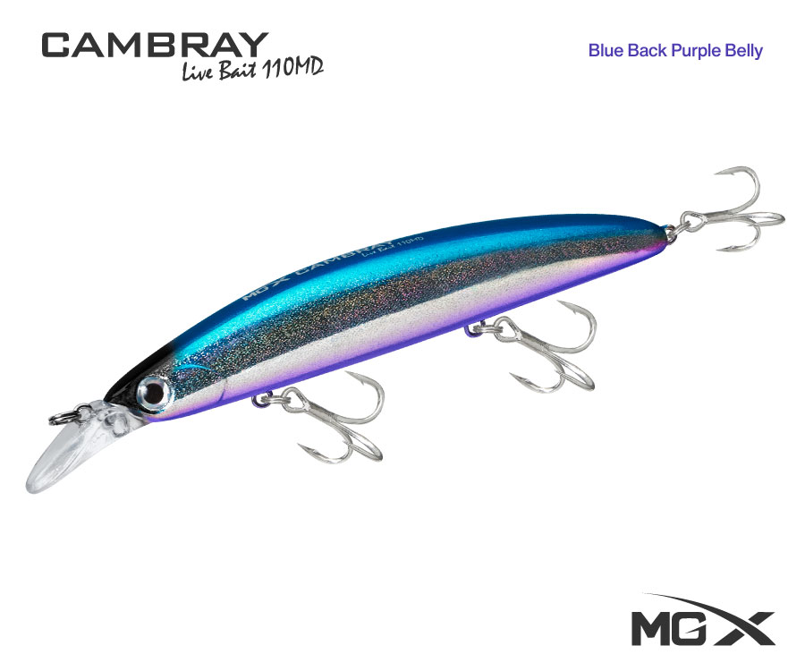 senuelo mgx cambray live bait 110md blue back purple belly