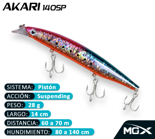 MGX SENUELO MINNOW AKARI 140SP 056 FLASH RAINBOW SARDINE