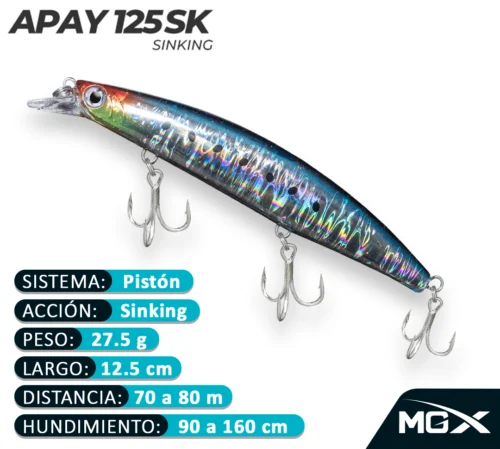 MGX SENUELO MINNOW APAY 125SK 201 FLASH SUNSET HEAD