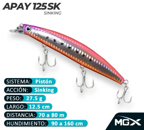 MGX SENUELO MINNOW APAY 125SK 223 PINK SARDINE BLACK DOTS
