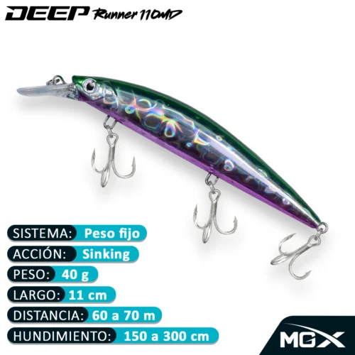 MGX SENUELO MINNOW DEEP RUNNER 110MD 030 SHINNER PURPLE BELLY