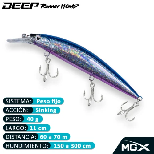 MGX SENUELO MINNOW DEEP RUNNER 110MD 050 PURPLE BELLY BLUE BACK