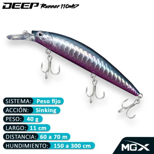 MGX SENUELO MINNOW DEEP RUNNER 110MD 054 NATURAL BLUE PURPLE BELLY