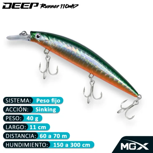 MGX SENUELO MINNOW DEEP RUNNER 110MD 057 NATURAL SHINNER ORANGE BELLY