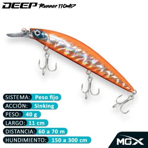 MGX SENUELO MINNOW DEEP RUNNER 110MD 072 FLASH ORANGE