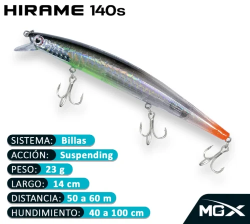 MGX SENUELO MINNOW HIRAME 140S 130 LIVE HALF GREEN BELLY