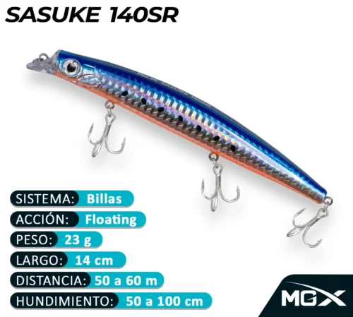 MGX SENUELO MINNOW SASUKE 140SR 001 ORANGE BELLY SARDINE