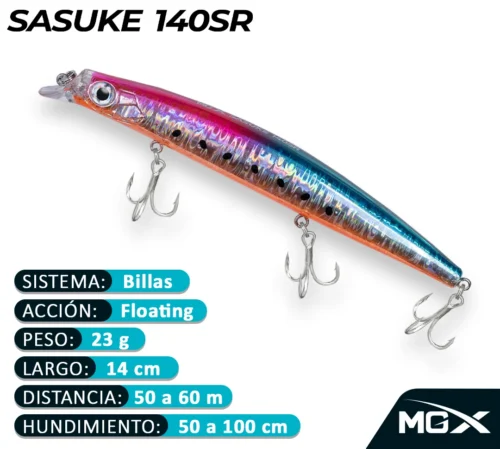 MGX SENUELO MINNOW SASUKE 140SR 056 FLASH RAINBOW SARDINE