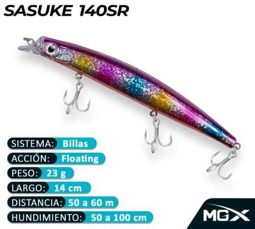 MGX SENUELO MINNOW SASUKE 140SR 198 RAINBOW CLOWN