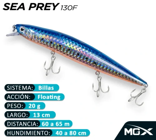 MGX SENUELO MINNOW SEA PREY 130F 001 ORANGE BELLY SARDINE