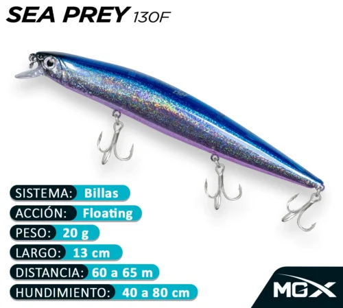 MGX SENUELO MINNOW SEA PREY 130F 050 PURPLE BELLY BLUE BACK