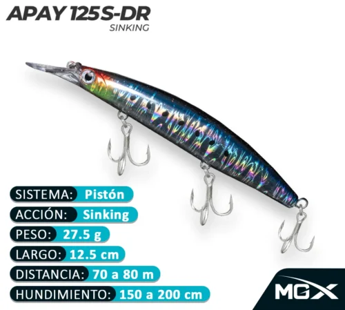 MGX SENUELO MINNOW APAY 125SDR 201 FLASH SUNSET HEAD