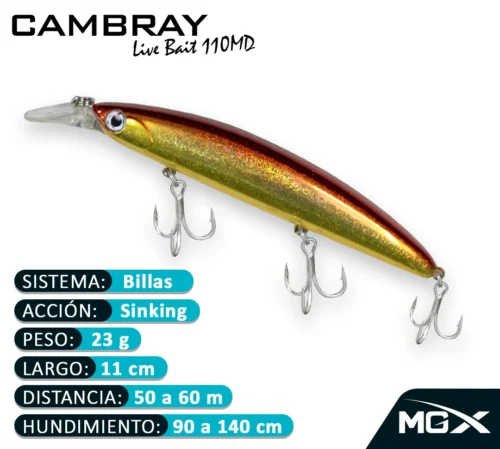 MGX SENUELO MINNOW CAMBRAY 110MD 115 GOLD WINE III