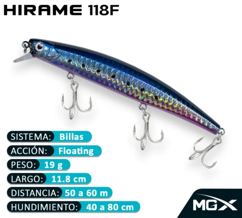 MGX SENUELO MINNOW HIRAME 118F 020 PURPLE BELLY SARDINE IV