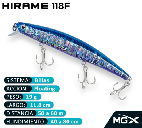 MGX SENUELO MINNOW HIRAME 118F 210 FLASH LIGHT BLUE